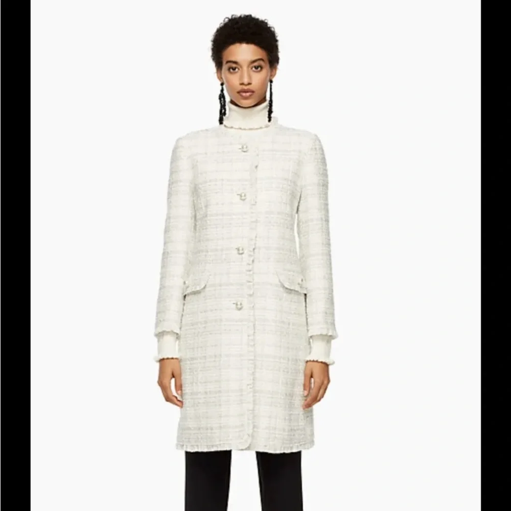 Kate Spade Sparkle Tweed Metallic Coat Size 6 - Picture 3 of 15